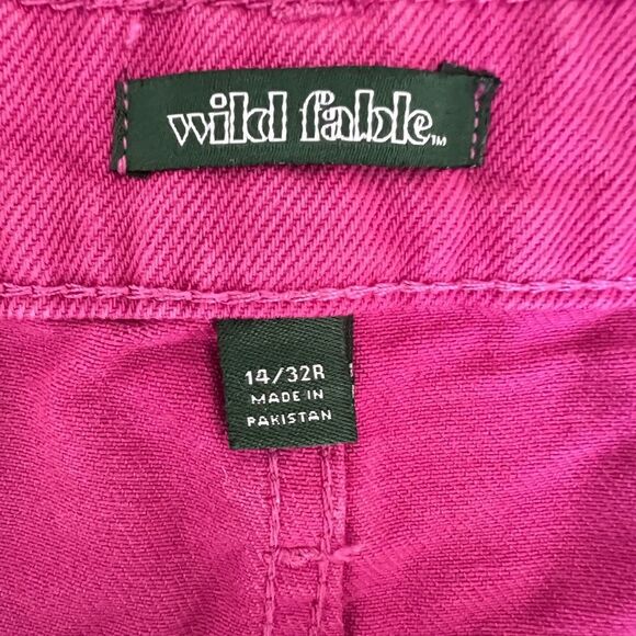 Wild Fable Highest Rise Mom Jean Shorts Size 14/32 Pink Fuchsia Rolled Hem - Picture 5 of 15